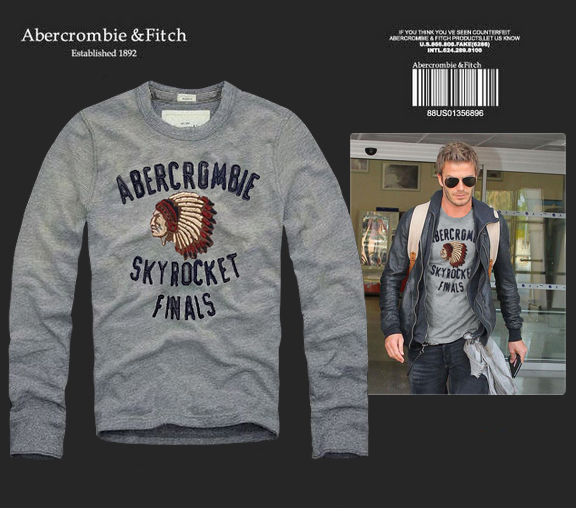 Abercrombie Fitch Hombres De Cuello Redondo Con Gente Fotos Largo Remera AF6136